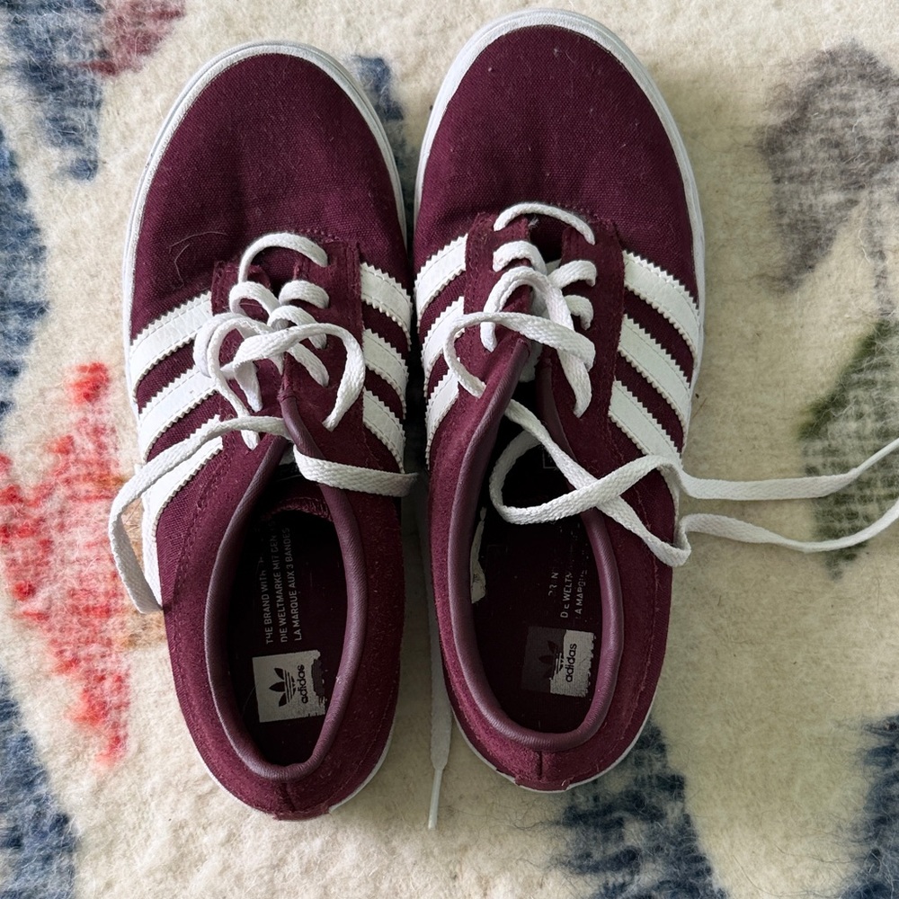 adidas Maroon Canvas Sneakers with White Stripes